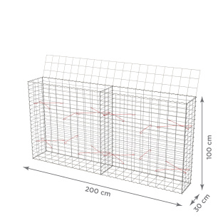Gabionový koš 200x30x100 cm