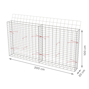 Gabionový koš 200x20x100 cm