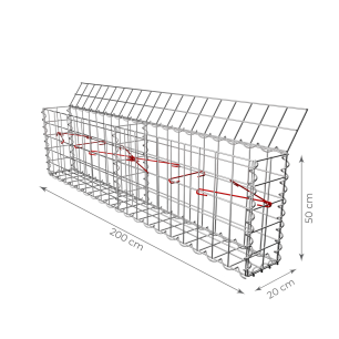 Gabionový koš 200x20x50 cm